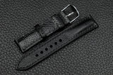 Chevre Black Half Padded Leather Watch Strap