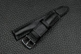 Chevre Black Half Padded Leather Watch Strap