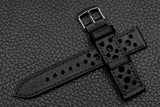 Chevre Black Racing Leather Watch Strap
