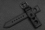 Chevre Black Rally Leather Watch Strap