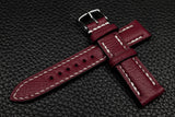 Chevre Burgundy Half Padded Leather Watch Strap