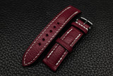 Chevre Burgundy Half Padded Leather Watch Strap