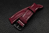 Chevre Burgundy Half Padded Leather Watch Strap