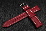 Chevre Dark Red Half Padded Leather Watch Strap