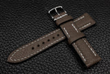 Chevre Dark Taupe Half Padded Leather Watch Strap
