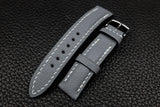Chevre Grey Half Padded Leather Watch Strap