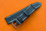 Epsom Navy Full Stitch Leather Watch Strap