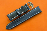 Epsom Navy Half Padded Leather Watch Strap