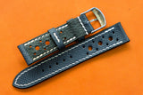 Epsom Navy Racing Leather Watch Strap