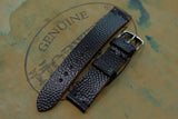 Horween Shell Cordovan Black Basketball Unlined Side Stitch Leather Watch Strap