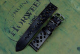 Horween Shell Cordovan Black Unlined Racing Leather Watch Strap