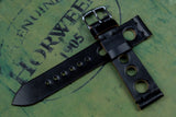 Horween Shell Cordovan Black Unlined Rally Leather Watch Strap