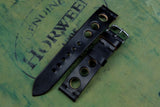 Horween Shell Cordovan Black Unlined Rally Leather Watch Strap