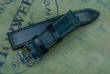 Horween Shell Cordovan Dark Green Full Stitch Leather Watch Strap