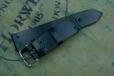 Horween Shell Cordovan Dark Green Unlined Side Stitch Leather Watch Strap
