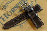 Horween Shell Cordovan Dark Cognac Full Stitch Leather Watch Strap