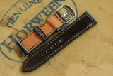 Horween Shell Cordovan Dark Cognac Full Stitch Leather Watch Strap
