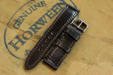 Horween Shell Cordovan Dark Cognac Full Stitch Leather Watch Strap