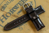 Horween Shell Cordovan Dark Cognac Half Padded FS Leather Watch Strap