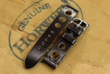 Horween Shell Cordovan Dark Cognac Unlined Rally Leather Watch Strap