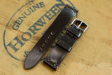Horween Shell Cordovan Dark Cognac Unlined Side Stitch Leather Watch Strap