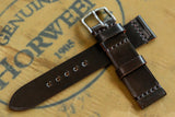 Horween Shell Cordovan Dark Cognac Unlined Top Stitch Leather Watch Strap