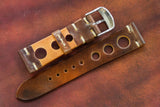 Horween Shell Cordovan Marbled Colour 8 Unlined Rally Leather Watch Strap