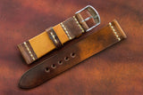 Horween Shell Cordovan Marbled Colour 8 Unlined Top Stitch Leather Watch Strap