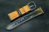 Horween Shell Cordovan Marbled Black Half Padded FS Leather Watch Strap