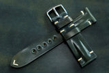 Horween Shell Cordovan Marbled Black Half Padded SS Leather Watch Strap