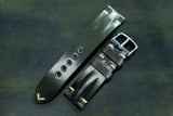 Horween Shell Cordovan Marbled Black Half Padded SS Leather Watch Strap
