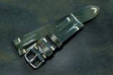 Horween Shell Cordovan Marbled Black Half Padded SS Leather Watch Strap