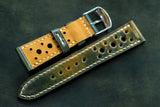 Horween Shell Cordovan Marbled Black Racing Leather Watch Strap