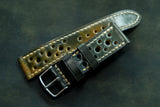 Horween Shell Cordovan Marbled Black Racing Leather Watch Strap