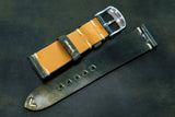 Horween Shell Cordovan Marbled Black Side Stitch Leather Watch Strap
