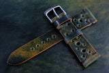Horween Shell Cordovan Marbled Black Unlined Racing Leather Watch Strap