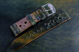 Horween Shell Cordovan Marbled Black Unlined Racing Leather Watch Strap
