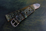 Horween Shell Cordovan Marbled Black Unlined Racing Leather Watch Strap