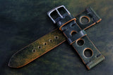 RM: Horween Shell Cordovan Marbled Black Unlined Rally Strap (20/18)
