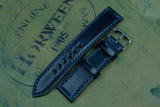 Horween Shell Cordovan Navy Full Stitch Leather Watch Strap
