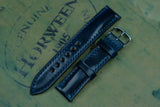 Horween Shell Cordovan Navy Half Padded FS Leather Watch Strap