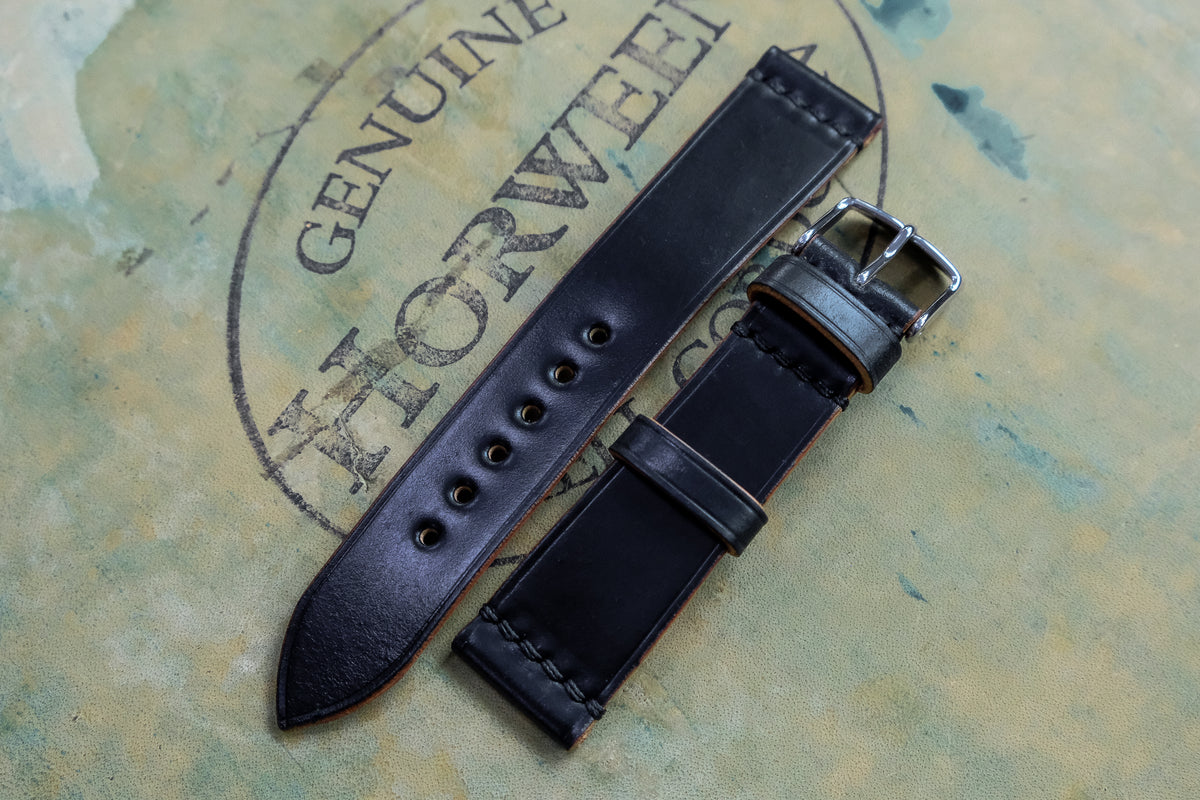 Horween Shell Cordovan Black Unlined Top Stitch Leather