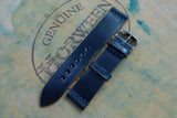 Horween Shell Cordovan Navy Unlined Top Stitch Leather Watch Strap