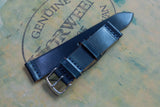 Horween Shell Cordovan Navy Unlined Top Stitch Leather Watch Strap