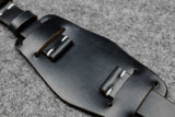 Horween Chromexcel Navy Unlined Side Stitch Leather Bund Watch Strap