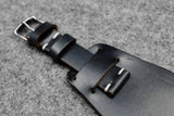 Horween Chromexcel Navy Unlined Side Stitch Leather Bund Watch Strap