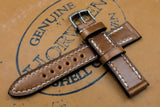 Horween Shell Cordovan Natural Full Stitch Leather Watch Strap
