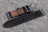 Horween Chromexcel Navy Unlined Top Stitch Leather Watch Strap