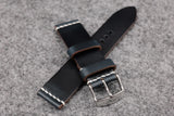 Horween Chromexcel Navy Unlined Top Stitch Leather Watch Strap