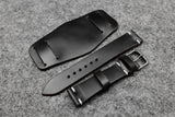 Horween Chromexcel Black Unlined Side Stitch Leather Bund Watch Strap